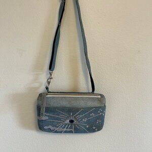 HfS Collective Denim Embroidered Crossbody Bag/Convertible Fanny Pack